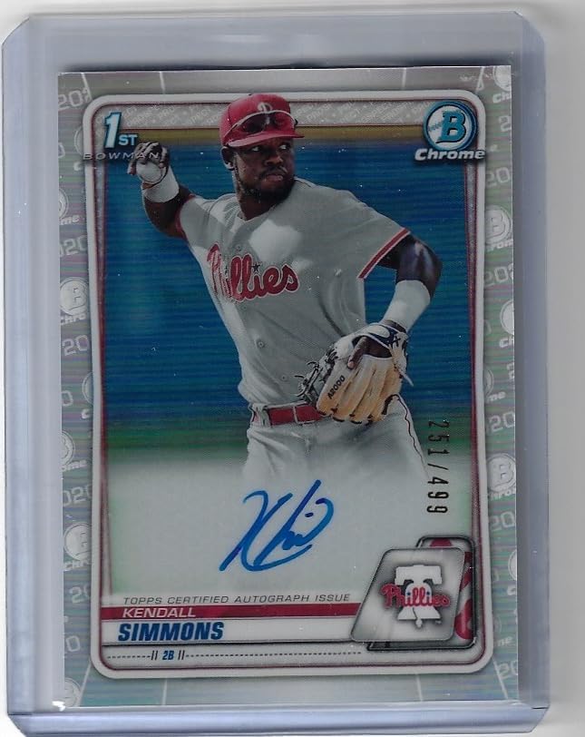 Kendall Simmons Autographed & Serial Numbered #251/499 1st Bowman Chrome Prospect Autograhed Card Collectible Baseball Card - 2020 Bowman Chrome Baseball Card #CPA-KS1 (Twins)