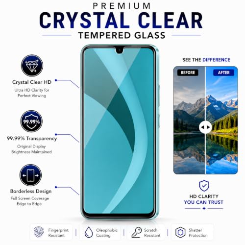 Image of ArmourPro 3D Borderless Tempered Glass for Poco C71, Poco C75 and Poco M7, Set of 2 HD Clear Screen Protectors with 3D Curved Edges, 9H Hardness, Oleophobic Coating, Case Friendly