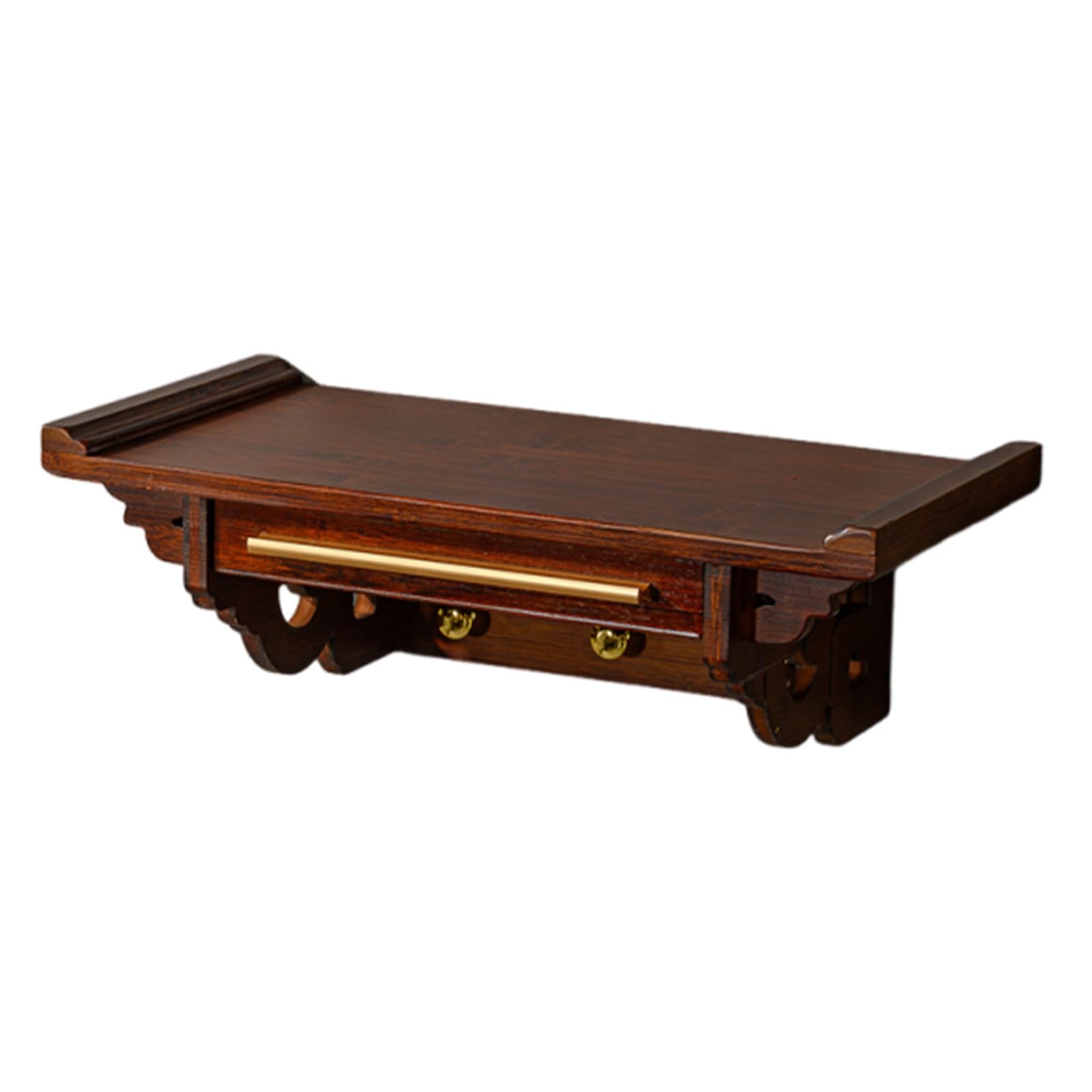 Mesa de meditación grabada en bambú premium con estante para adoración