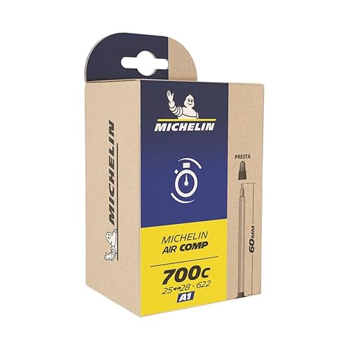Michelin Aircomp Ultralight Butyl Presta Valve Bicycle Tube - 700C, 26-32C Tire Width, 48mm Valve Length, Lightweight, Competitive Performance, Removable Valve Core