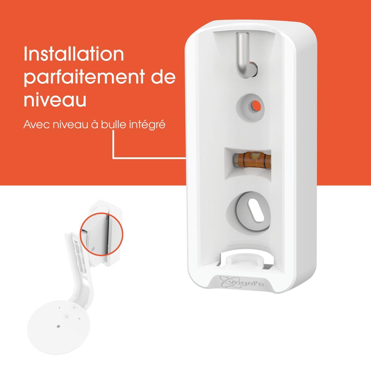 Vogel’s SWM 4021 Support Mural pour Enceinte Sonos Era 100 – Spécialement conçu et Adaptation Parfaite | Inclinaison -25°/+5° | Orientable Jusqu’à 70° | Blanc (1x)