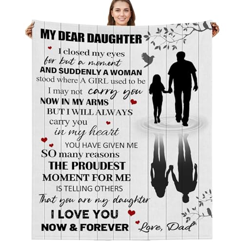 BUUGVIIL Daughter Gifts from Dad to My Daughter Blanket from Dad Daughters Birthday Gifts Mothers Day Graduation Wedding Gift for Daughters Throw Blanket 60x50