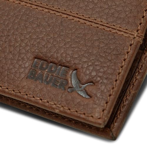 Eddie Bauer Rugged Wallet | Bifold | RFID Protection| Extra Capacity | Leather| Flip ID | Genuine Leather | Tan3