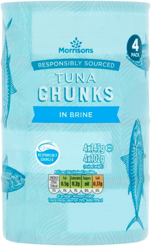 Morrisons Tuna Chunks In Brine, 4 x 145g
