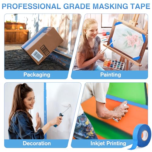 WUFANC 2 Rolle Malerkrepp, Blau Maler Kreppband 48mm x 50m, Abklebeband Leicht zu Entfernen, Keine Rückstände, Malerband Eignet Starke Haftung, für Maler und Renovierung Sarbeiten