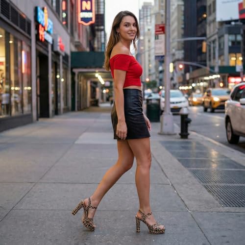 Image of Platform High Heels for Women Strappy Chunky Heels Sandals for Women Open Toe Block Heeled Sandals with Ankle Strap Summer Dress Shoes
