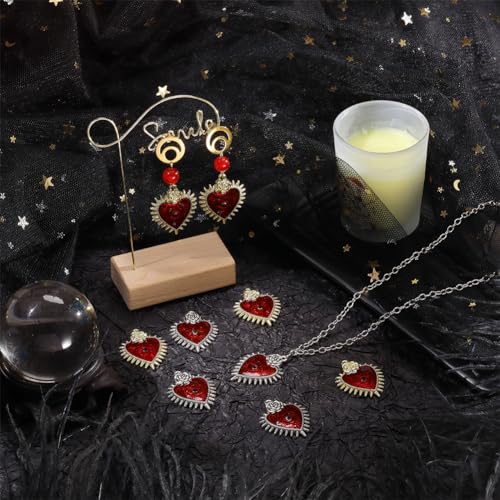 SUNNYCLUE 1 Box 20Pcs Gothic Heart Charms Halloween Charm Bulk Red Love Thorns Evil Eyes Enamel Charm With Rhinestones for jewellery Making Charms Findings DIY Necklace Earring Women Adults Craft - Image 4
