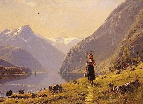 Affiche impression à travers le fjord Hans Dahl toile murale pour décoration salon 60x90cm