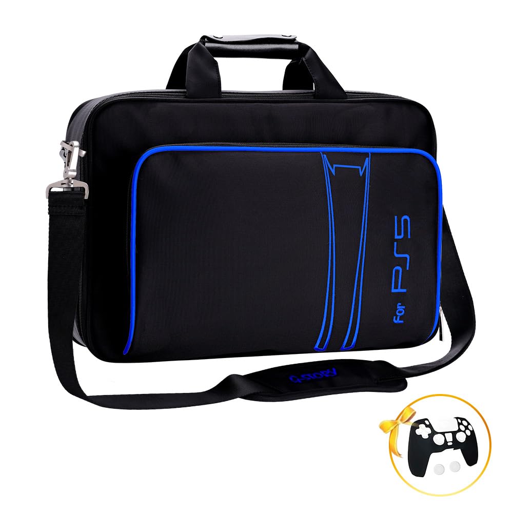 G-STORY Case Storage Bag, Carrying Case Compatible with PS5 Disc and Digital Edition, Travel Bag for Controller, Included Silicone Cover Skin Protector