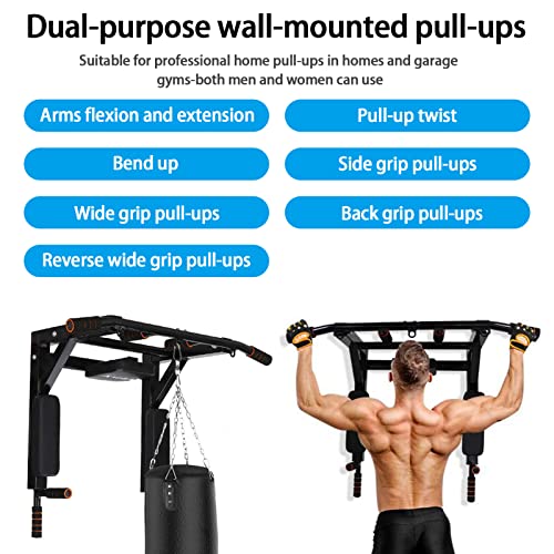 Wall Mounted Pull Up Bar, Dual-Use Multifunctional Dip Station For Home Gym Strength Training Equipment Chin Up Steel Bar Equipment Fitness Dip Stand Supports To 551 Lbs #TOP4