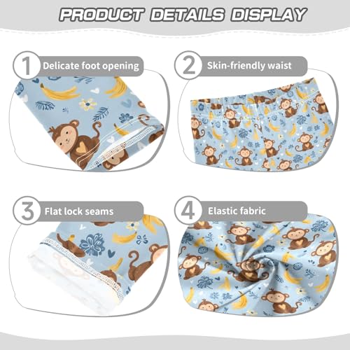Monkey Bananas Pattern Girls Leggings Kids Yoga Pants Athletic Tights Pants 4-10 Years3