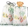 2 Pieces Large Gift Drawstring Bag Large Canvas Gift Colorful Heart Print Present Wedding Wrapping Reusable Present Wrap Bags, 20 x 16 in (Green,Baby)