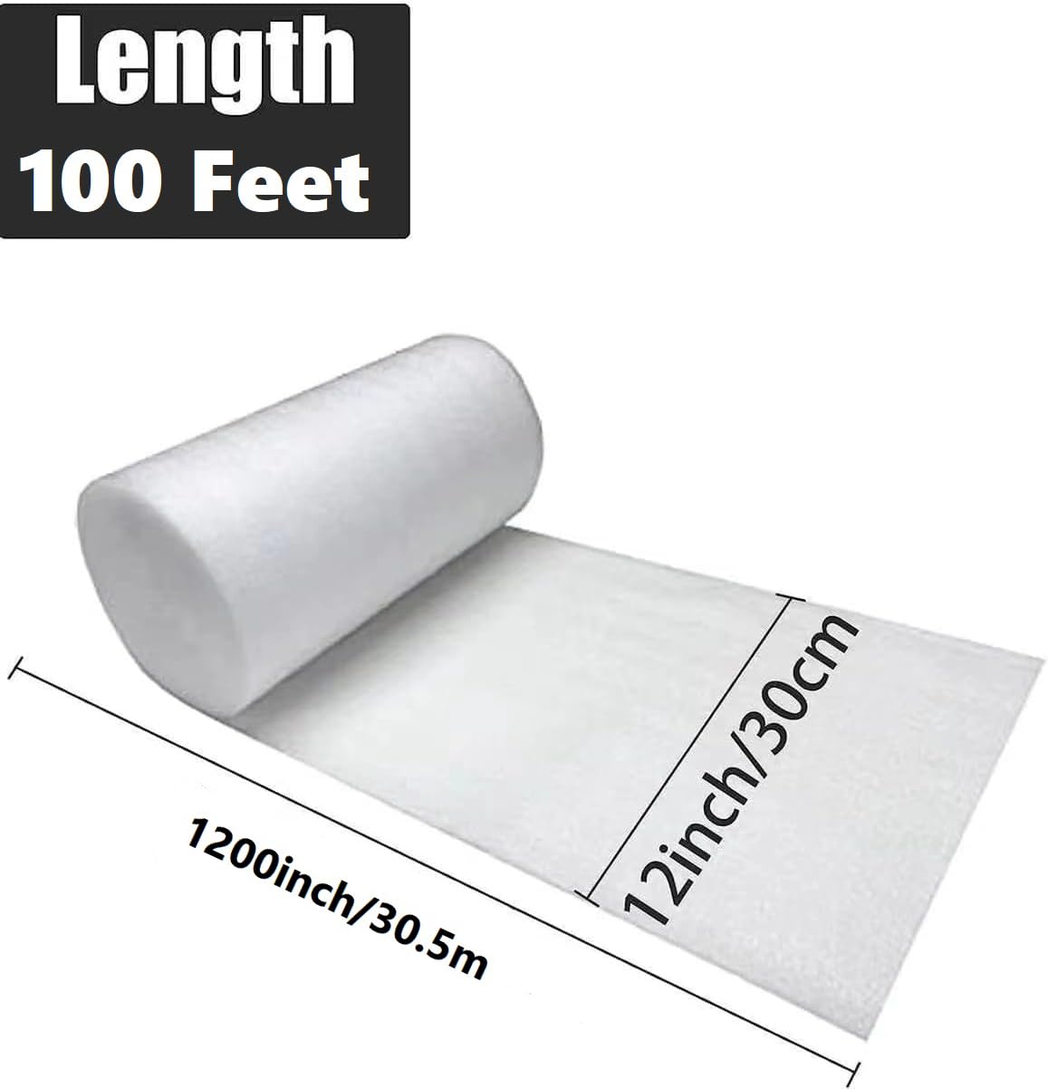 Rollos de espuma de 12 x 100 pies para mover embalaje, rollo de espuma, materiales de embalaje, suministros de mudanza, envoltorios de embalaje de cojín grueso para proteger vasos, artículos frágiles