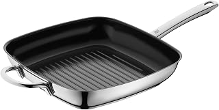 WMF Durado - Grill Antiadherente Cerámico Sartén Inducción Ranurada 28x28 cm, de Acero Inoxidable Cromargan, Apto para Horno