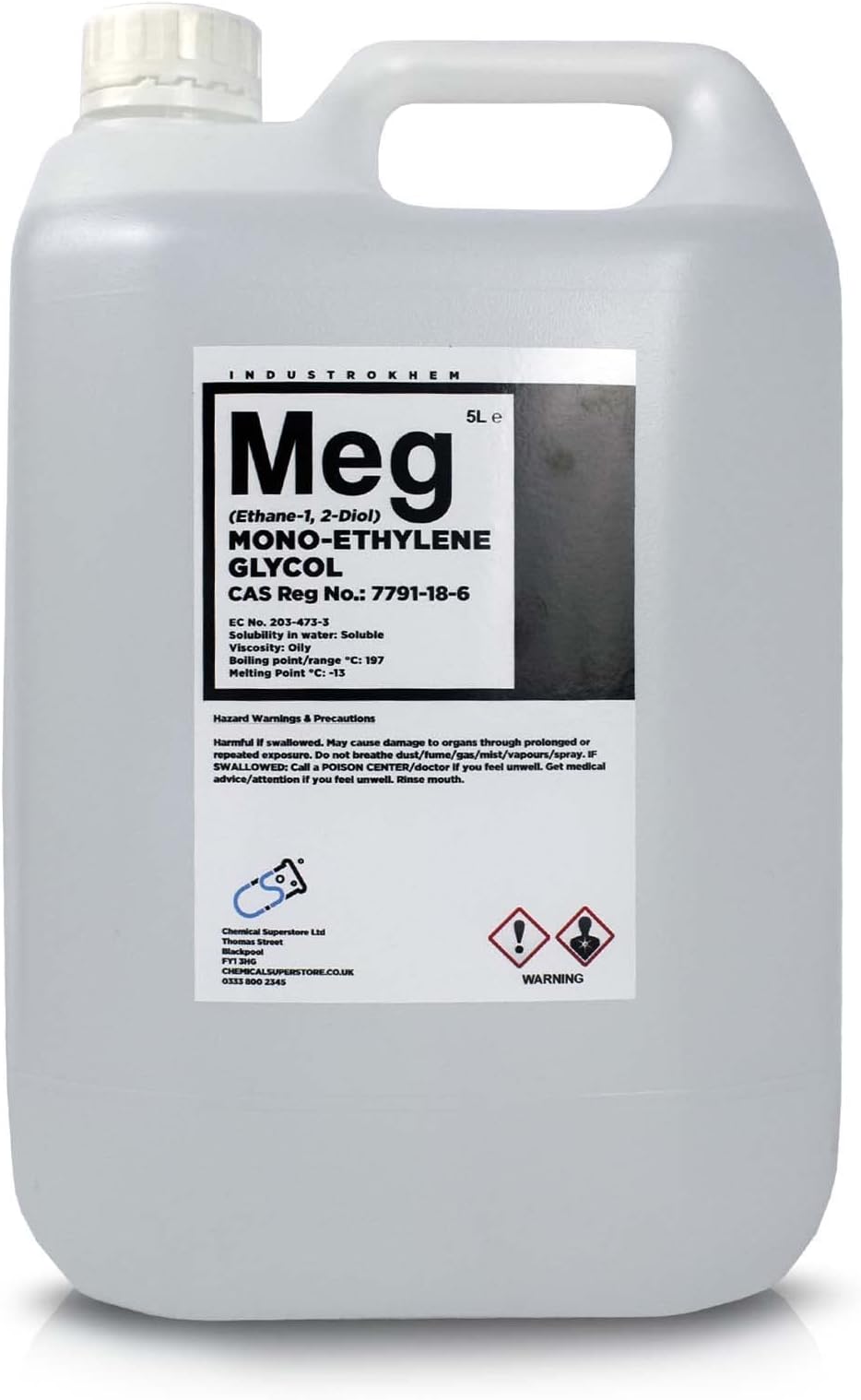 5L MEG MONO ETHYLENE GLYCOL - INDUSTROKHEM - PURE 99.9%