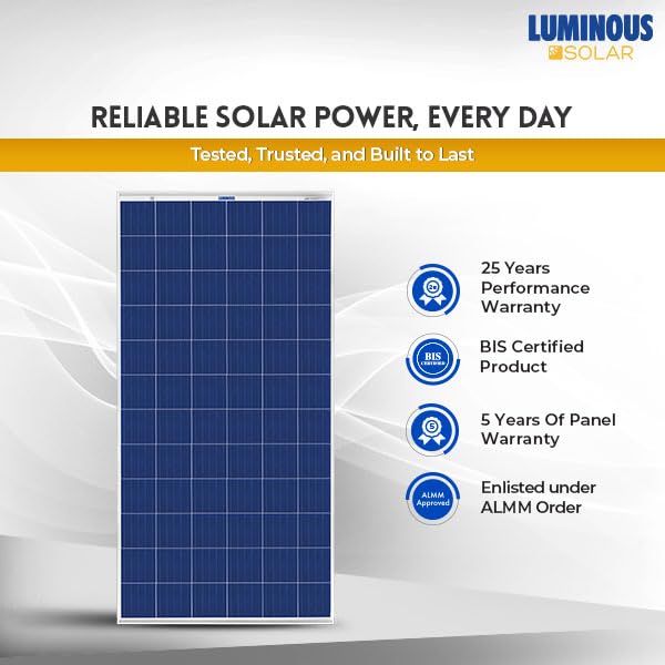Image of Luminous Solar Inverter, Battery & Panel Combo | NXG PRO 1KVA /12V Off-Grid Solar Inverter | LPTT 12150L 150 Ah Tall Tubular Battery | 210 Wp Mono Perc Halfcut Solar Panels (Pack of 2)