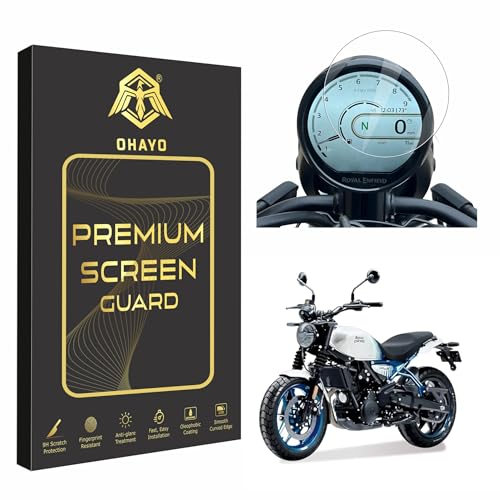 Image of OHAYO 9H Hard Screen Protector for Royal Enfield Himalayan 450, Guerrilla 450, Bear 650 2023+ | Scratch Resistant, Military Strength, HD Clear, Bubble Free | Waterproof TFT Display Protection Film | Instrument Cluster Guard | Not Tempered Glass