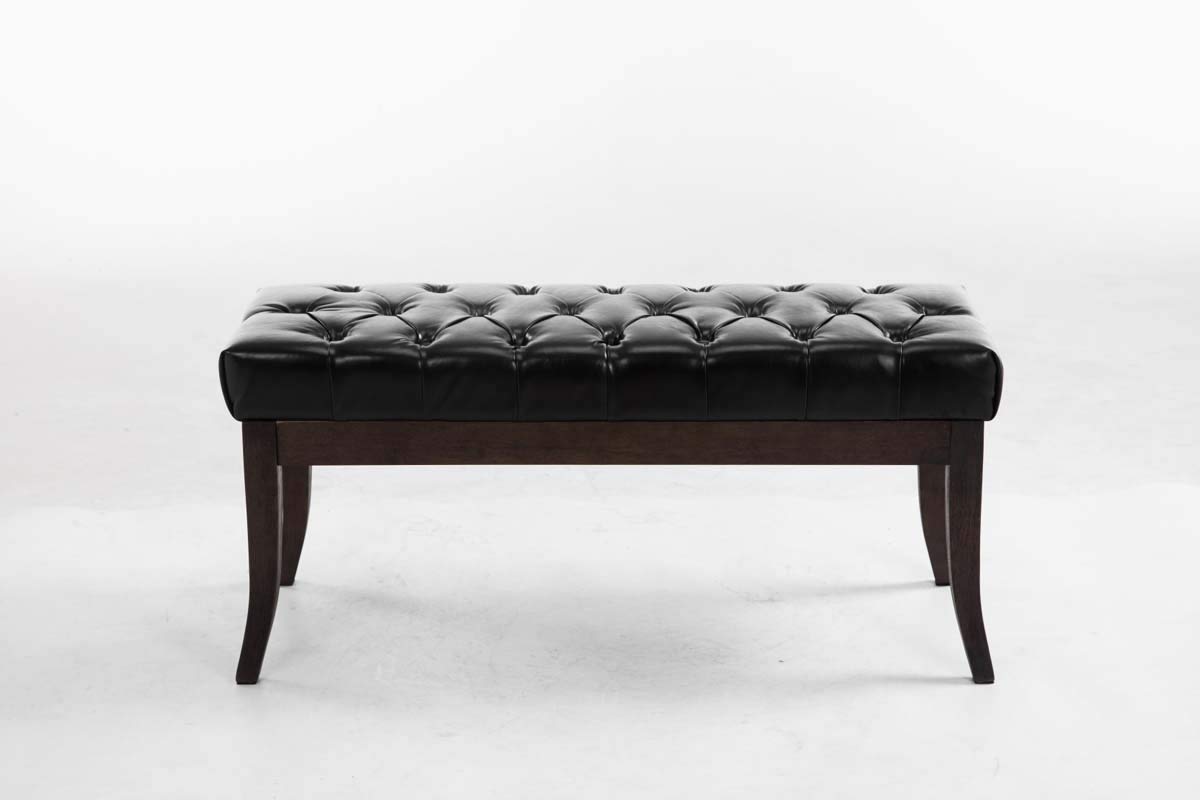 CLP Panca Chesterfield Ramses In Similpelle I Panchina Ingresso Imbottita Capitonné I Panchina Fondo Letto Telaio Legno Scuro, Colore:nero, Dimensione:100 cm