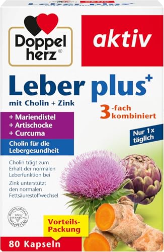 Doppelherz Leber plus – Mit Cholin als Beitrag zum Erhalt der normalen Leberfunktion sowie eines normalen Fettstoffwechsels – 80 Kapseln