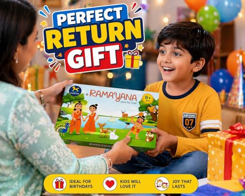 Image of Fun Ramayana Quiz Game for Kids (8+) | 40+ Question Cards | Family Board Game | Perfect Return Gift | Screen-Free Learning Toy