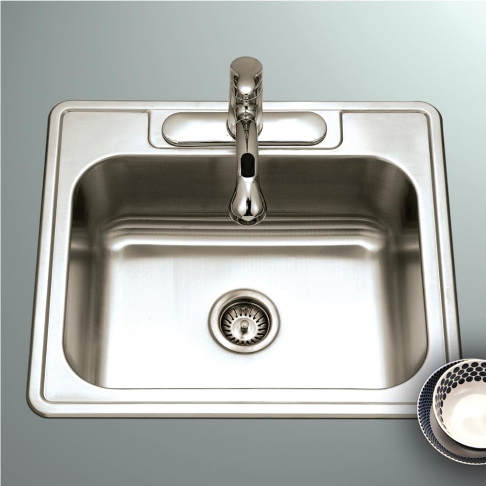 Houzer Glowtone Stainless Steel Kitchen Sink: 25 Inch Drop  display picture 3