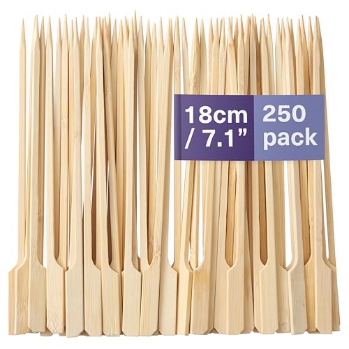 MATANA 250 Pinchos de Madera, 18cm - Palillos de Bambú - Brochetas para Aperitivos, Chuches, Cocktail, Frutas, Kebab, Hamburguesa, Barbacoa - Buffet, Fiestas, Cumpleaños
