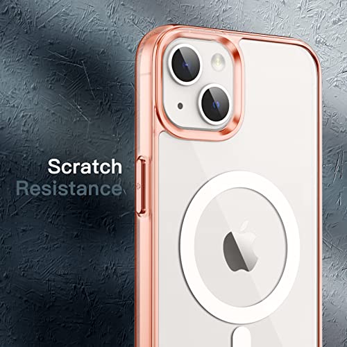Jetech Magnetic Case For Iphone 14 Plus 6.7-Inch Compatible With Magsafe Wireless Charging, Shockproof Phone Bumper Cover, Anti-Scratch Clear Back (Rose Gold) #TOP6