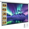 YODOLLA 150 Projector Screen Motorized 16:9, 4K HD Pull Down Retractable Projection Screens Electric Automatic Wall Ceiling Movie Screen for Office Classroom Indoor with Remotes