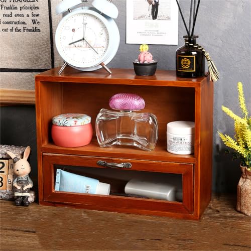 Xabelle 木製 デスクオーガナイザー デスク 小物収納ボックス 30×11×24p 多機能 大容量 卓上 文房具 ペン立て オフェス用品 収納ケース 仕切り 引き出し 多機能 整理 リモコンラック雑貨化粧品収納 5071G-01