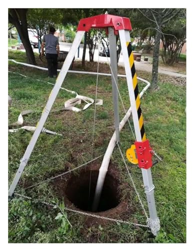 Confined Space Tripod Kit with Adjustable Winch - 1200-2600LBS Load Capacity for Manhole Tunneling Cable Trench Sewage Wells