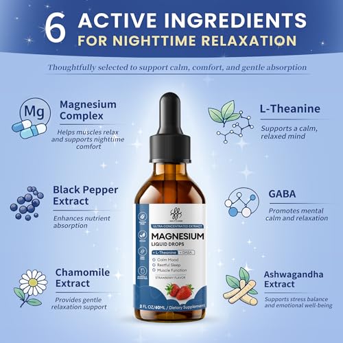 Liquid Magnesium Drops for Sleep Support and Nighttime Calm Strawberry Flavor - image 5