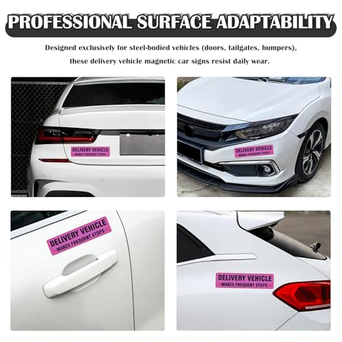Image of 2PCS Delivery Driver Magnet for Car,Reflective Frequent Stops Car Magnet for Clear Identification,Anti-Water Delivery Sign for Cars Accessories Fit for Deliveries Professionals (Pink)