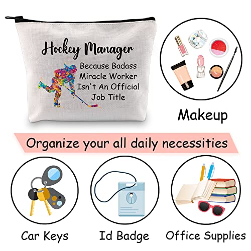 Jxgzso Hockey Makeup Bag Gift For Hockey Player Manager Because Badass Miracle Worker Isn't An Official Job Title Hockey Lover Gift #TOP6
