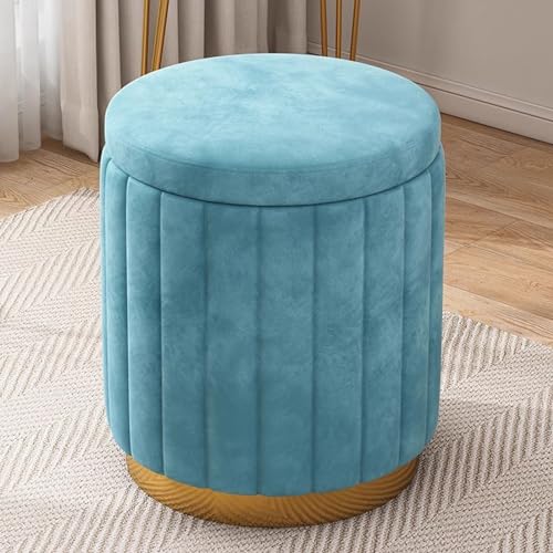 Pouf de rangement rond bleu pour ranger le salon et libérer l'espace