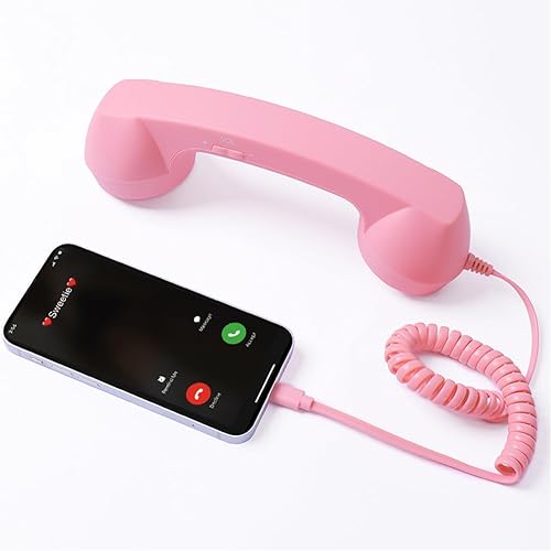 Retro Phone Handset, Hd Noise-Filtering Audio, Plug-and-Play Wired Calling, Ergonomic Nostalgic Grip, Clear Speaker & Mic, Compatible with Type-C
