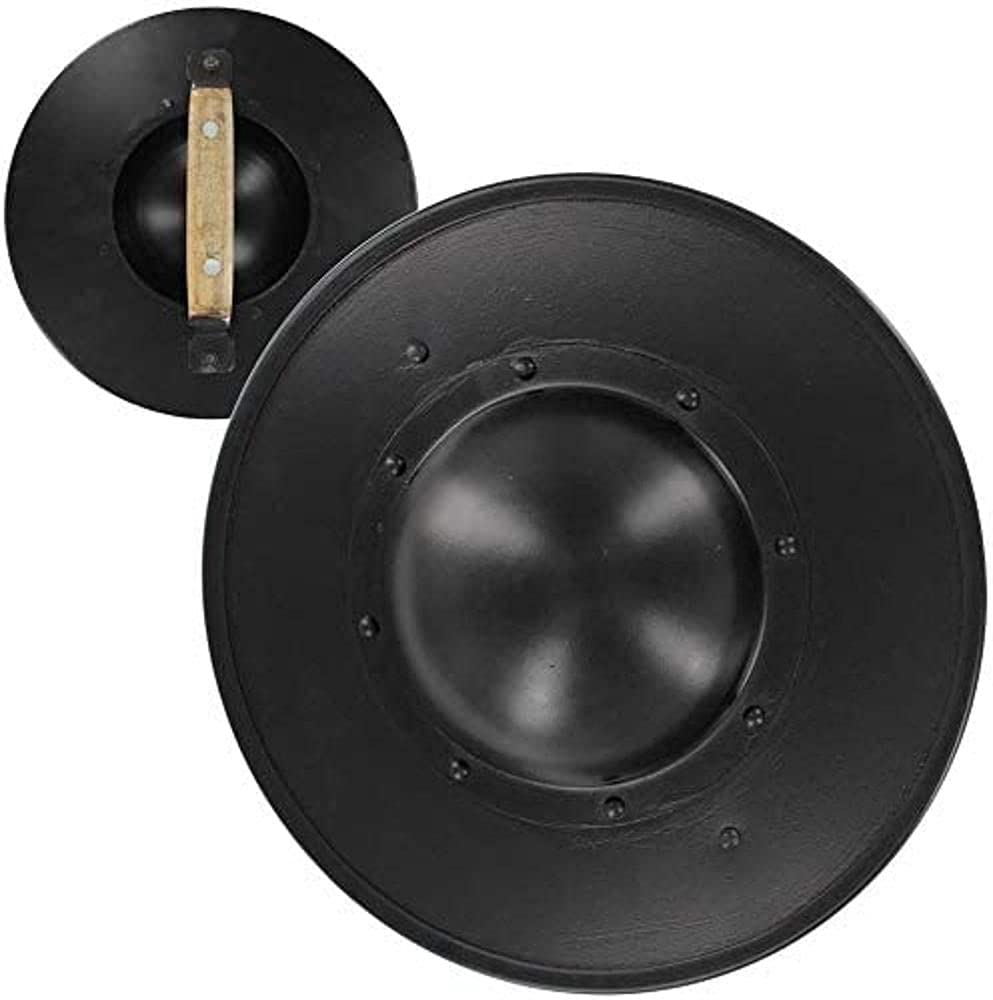 NauticalMartMedieval Archers Combat Buckler Shield Black Umbo Fully Functional Real Armor Combat Archer Shields LARP Reenactment Mount Riveting with Wooden Handle