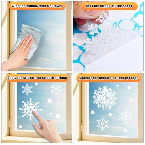 AHEONLAR Stickers Navideños de Copos de Nieve 142 Unidades miniatura 4