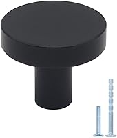 Vista 1 de 30 Pack Black Cabinet Knobs, Solid Dresser Knobs Kitchen Drawer Knob, Matte Black Single Hole Knob for Cabinets and Drawers Round