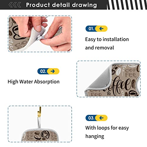 wamika coffee theme faucet water catcher mat 2 pack brown coffee beans drying mat absorbent bathroom faucet handle drip catcher tray bar rv kitchen sink splash guard 23x5 inches