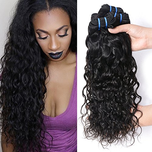 7a Brazilian Water Wave Brazilian Virgin Hair Bundles Deals Unprocessed Human Hair Bundles 3Bundles Black Color for Ladies (18 18 18)