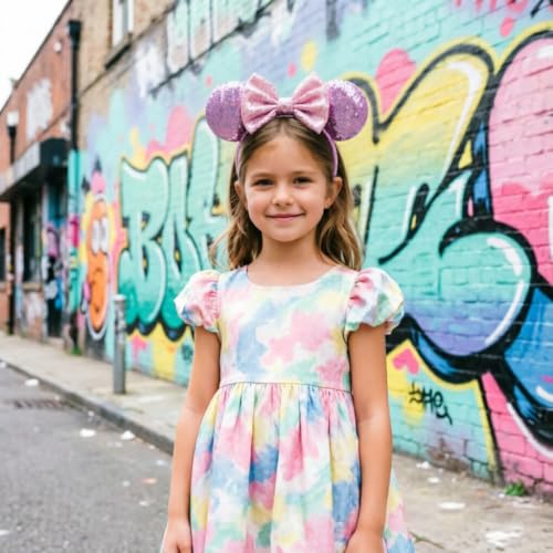 Image of DRESHOW Mouse Ears Bow Headbands Minnie Ears Headband Glitter Party Decoration Cosplay Costume for Women