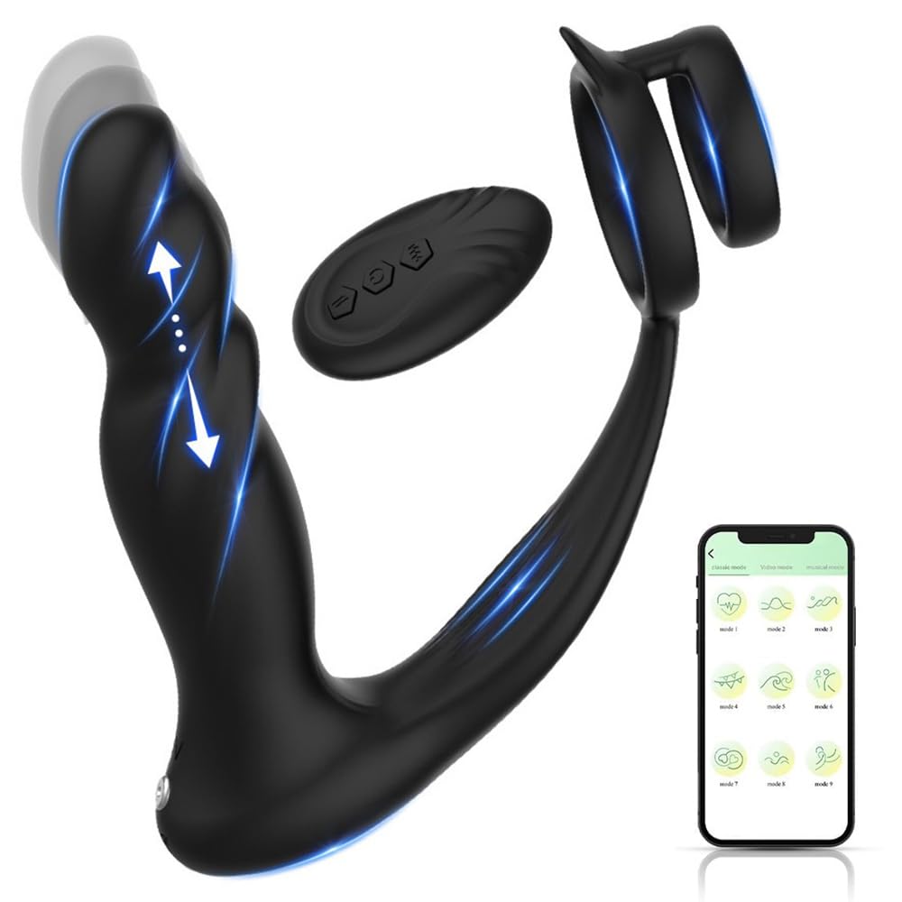 Seckoe Analspielzeuge mit stoßfunktion, Anal Dildo Vibrator 10 Modi Analvibratoren für Mann Analplug# für Männer Penisring Sex Spielzeug für die Männer Prostata Stimulation Männer Sex Toyset Buttplug