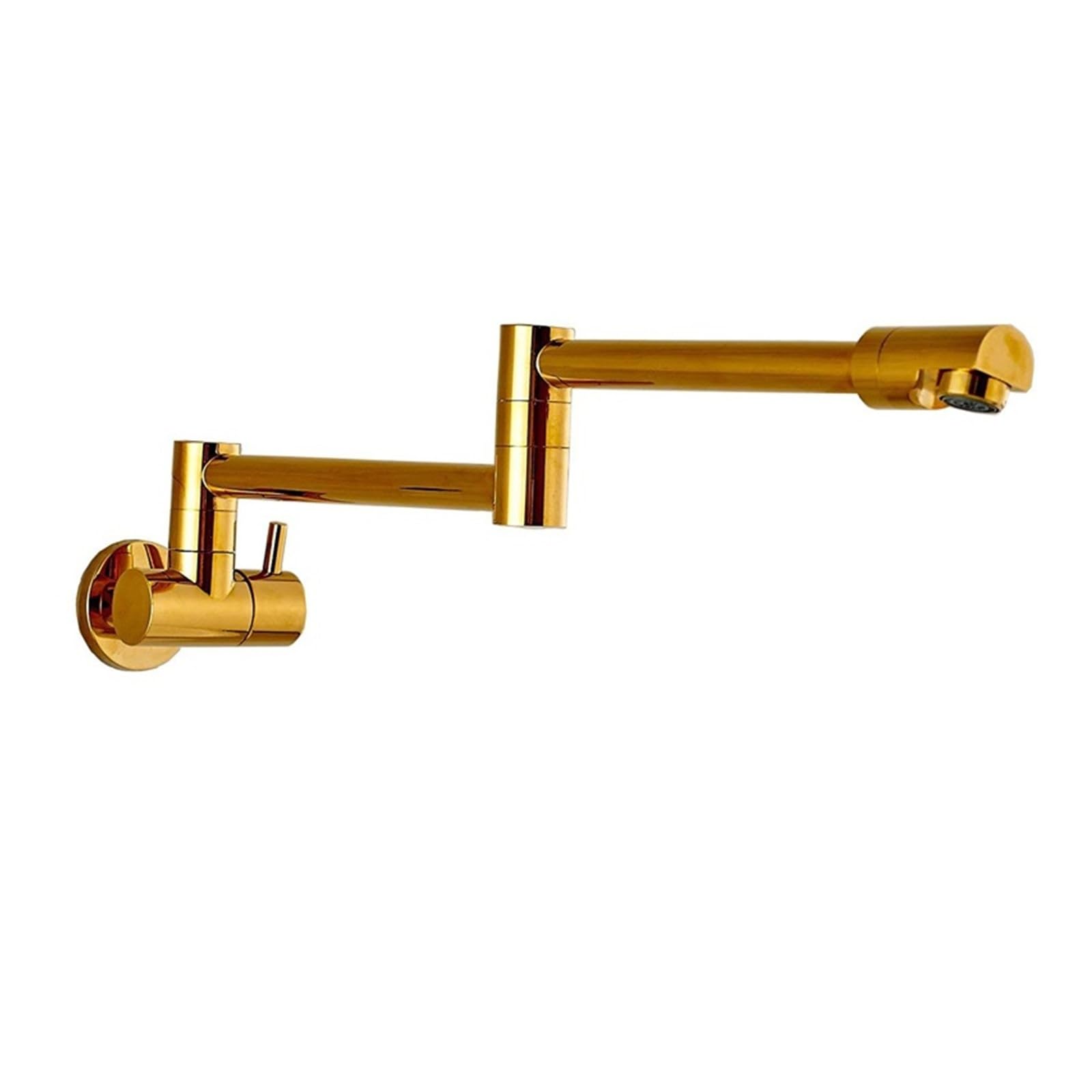 ZQFHSX Wall Mounted Faucet Single Cold Water Tap, 360 Rotating Spout Washing Folding Neck Bathroom Kitchen Tap for Most Scenarios(Golden A)
