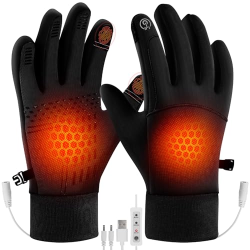 Kannino Heated Gloves for Men Women, Continuous USB Power Full Finger Hand Warmers 3 Levels...