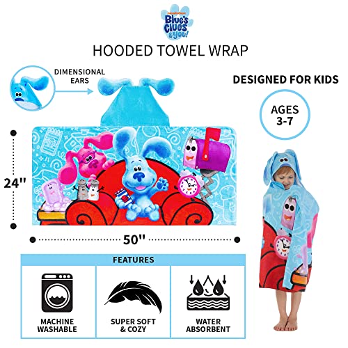 Image of Blues Clues Bath /Pool /Beach Soft Cotton Terry Hooded Towel Wrap, 24 in x 50 in, By Franco Kids