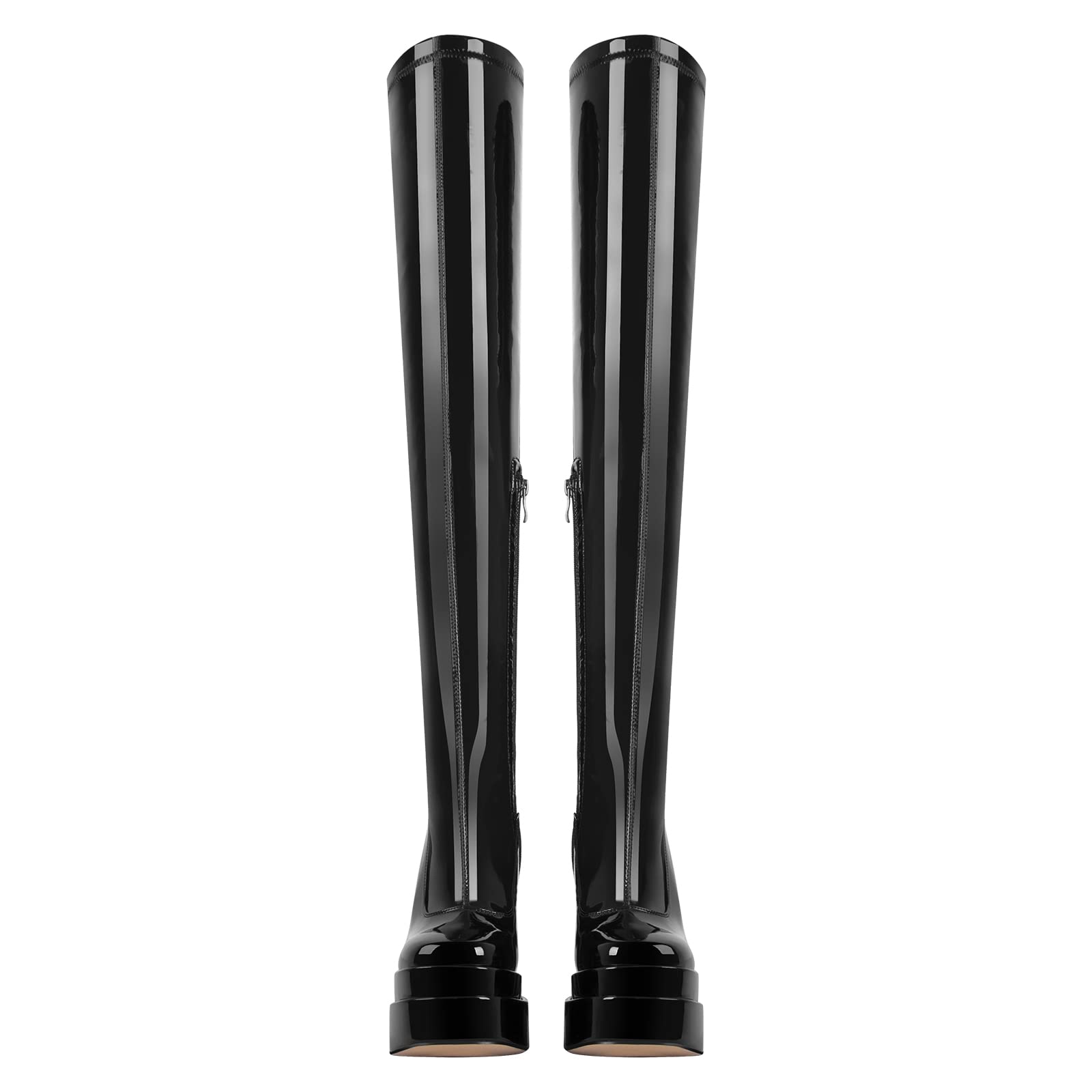 Only maker Overknee Stiefel Stretch Boots für Damen mit Gestapeltem Plateau Blockabsatz Reißverschluss
