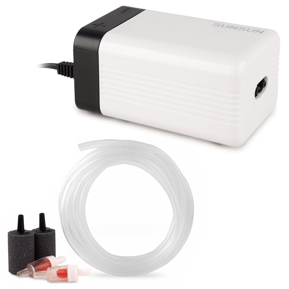 YCTECH Quiet Aquarium Air Pump with Air Stone and Silicone Tube High Output Adjustable Oxygen Pump for Fish Tank Ultra Silent for 1-40 Gallon Fish Tank