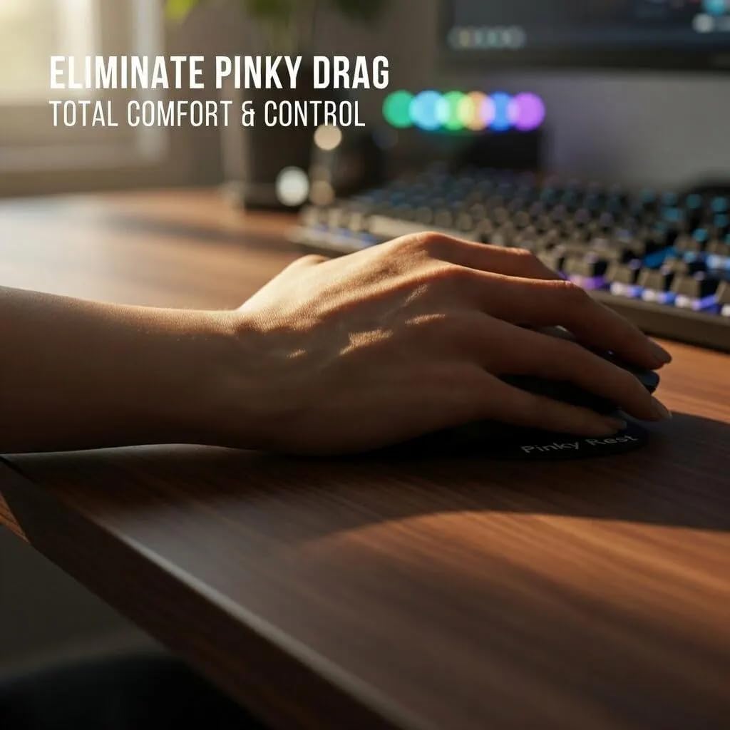 Universal Pinky Finger Rest for Flat-Sided Gaming Mice Ergonomic Grip Mod for Comfort, Aim Stability & Fatigue Relief Adhesive-Free ABS Polymer