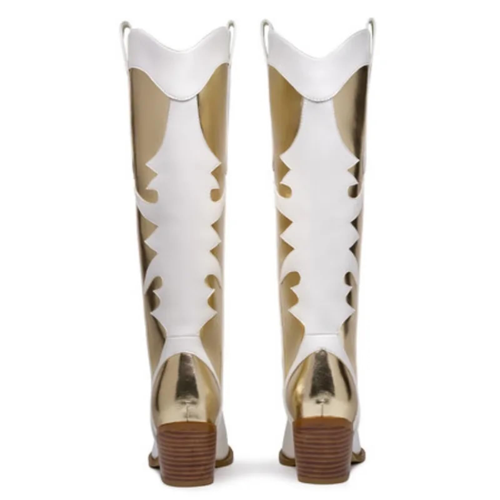 Stivali da cowboy da donna, alti fino al ginocchio, ricamati, stile western, da cowgirl, con punta a punta, tacco grosso, stile retrò, stile country