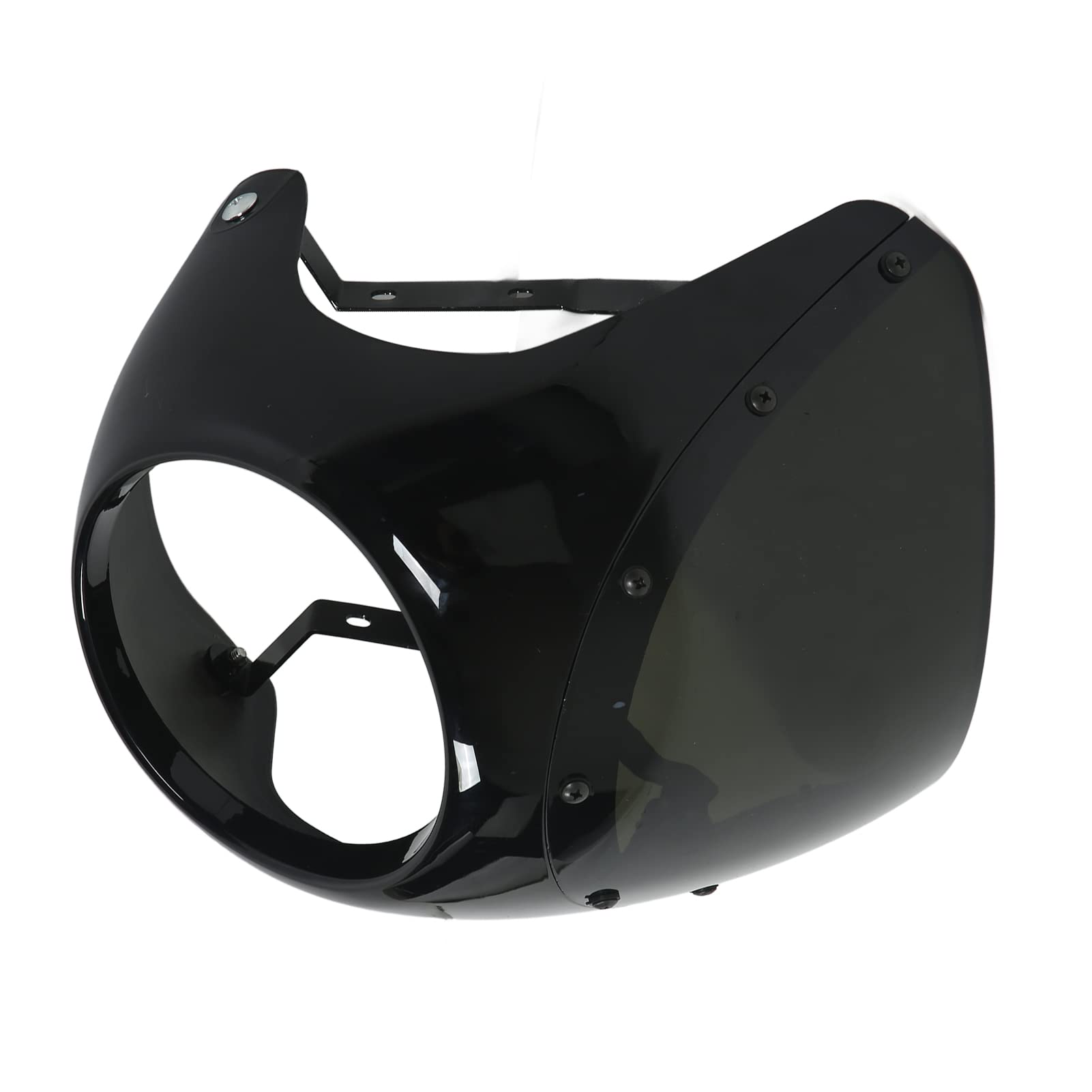 Parabrezza per moto, cupolino 7 pollici ABS universale antietà antiusura per la maggior parte dei motocicli(Nero lucido)